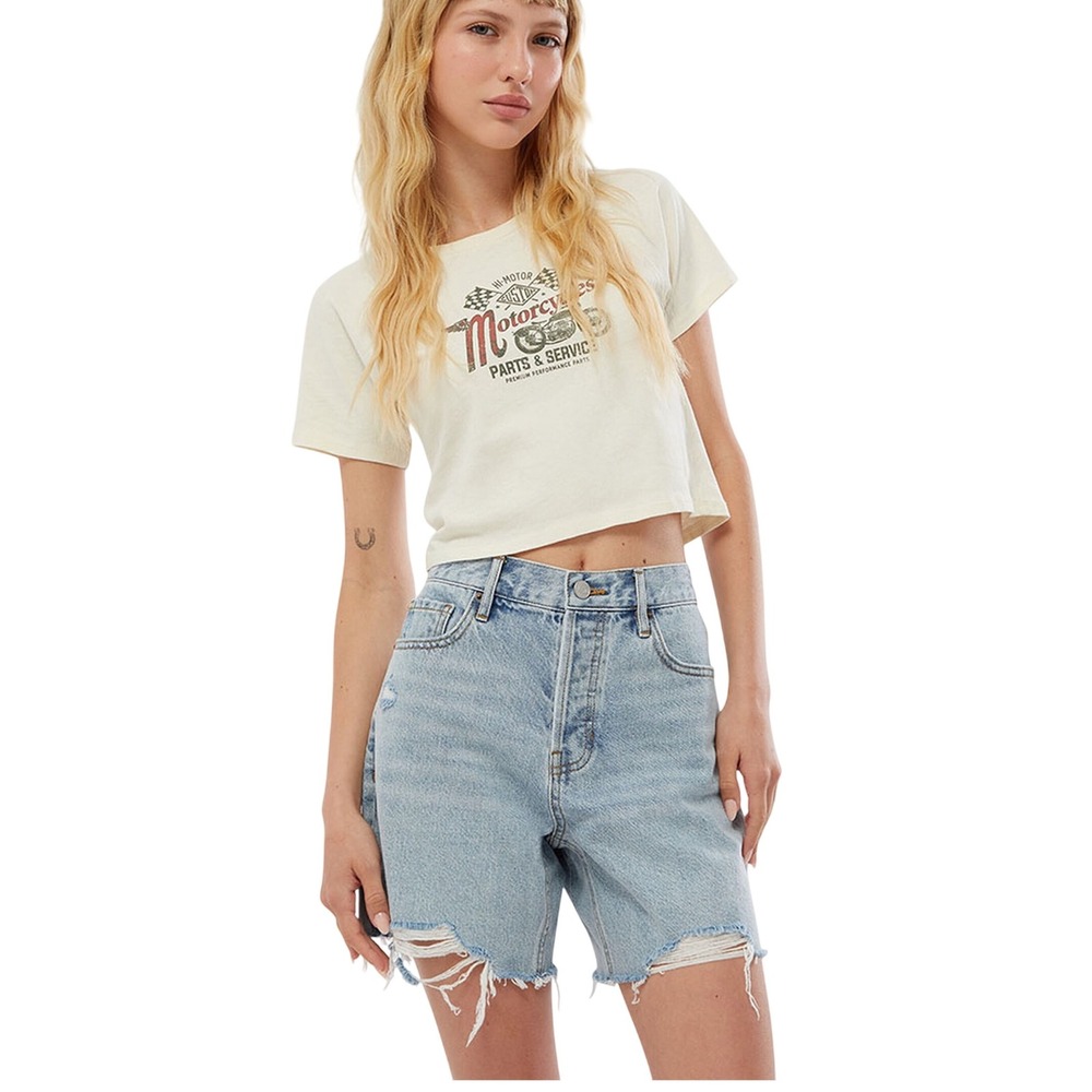 PACSUN Light Blue High Waisted Relaxed Cutoff Denim Shorts Light Indigo Size 23